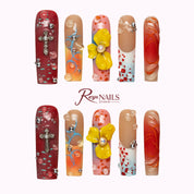 Crimson Citrus Cross SQLO0009 square long press-on nails product view