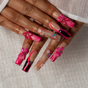 Electric Blossom SQLO0011 press-on nails hand model scene view 3