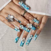Porcelain Bloom SQLO0022 press-on nails hand model view 3
