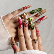 Butterfly Garden Ribbon SQLO0023 press-on nails hand model scene view 1