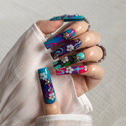 Neon Lagoon SQLO0025 press-on nails hand model view 1