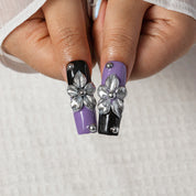 Amethyst Chrome Orbit SQLO0026 press-on nails hand model scene view 3