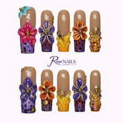 Tropical Shell Bloom SQLO0035 square long press-on nails product view