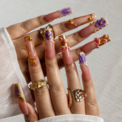 Amethyst Halo SQLO0036 press-on nails hand model scene view 1