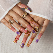 Amethyst Halo SQLO0036 press-on nails hand model scene view 3
