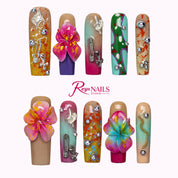 Electric Garden Charm SQLO0041 square long press-on nails product view