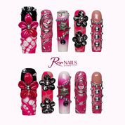 Raspberry Noir Bloom SQLO0043 square long press-on nails product view
