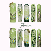 Sage Dew Butterfly SQLO0044 square long press-on nails product view