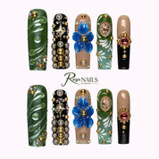 Emerald Sapphire Relic SQLO0047 square long press-on nails product view