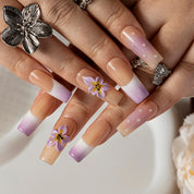 Lilac Garden French SQME0017 press-on nails hand model scene view 2
