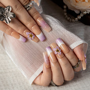 Lilac Garden French SQME0017 press-on nails hand model scene view 3