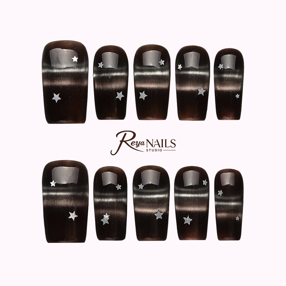 Noir Eclipse Star SQME0020 square medium press-on nails product view