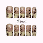 Mocha Zebra Dot SQME0024 square medium press-on nails product view