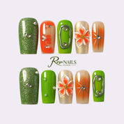 Lime Marigold Pop SQME0029 square medium press-on nails product view