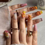 Tropical Pop SQME0047 press-on nails hand model scene view 1