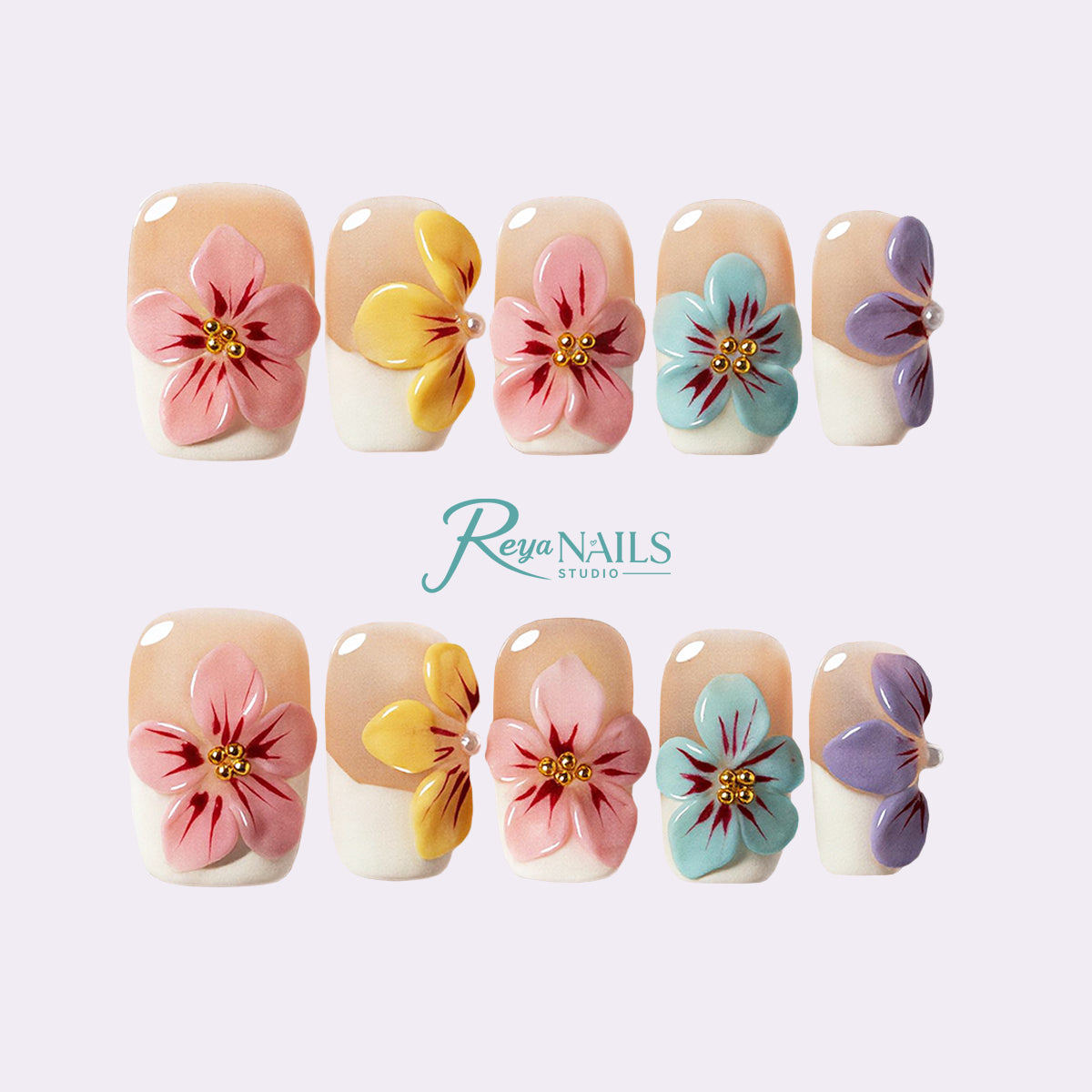 Pastel Garden Petal SQSH0008 square short press-on nails product view