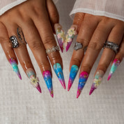 Aurora Blossom STLO0011 press-on nails hand model scene view 2