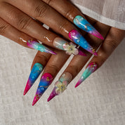 Aurora Blossom STLO0011 press-on nails hand model scene view 3