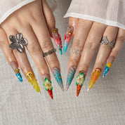 Island Petal Mix STLO0016 press-on nails hand model scene view 2