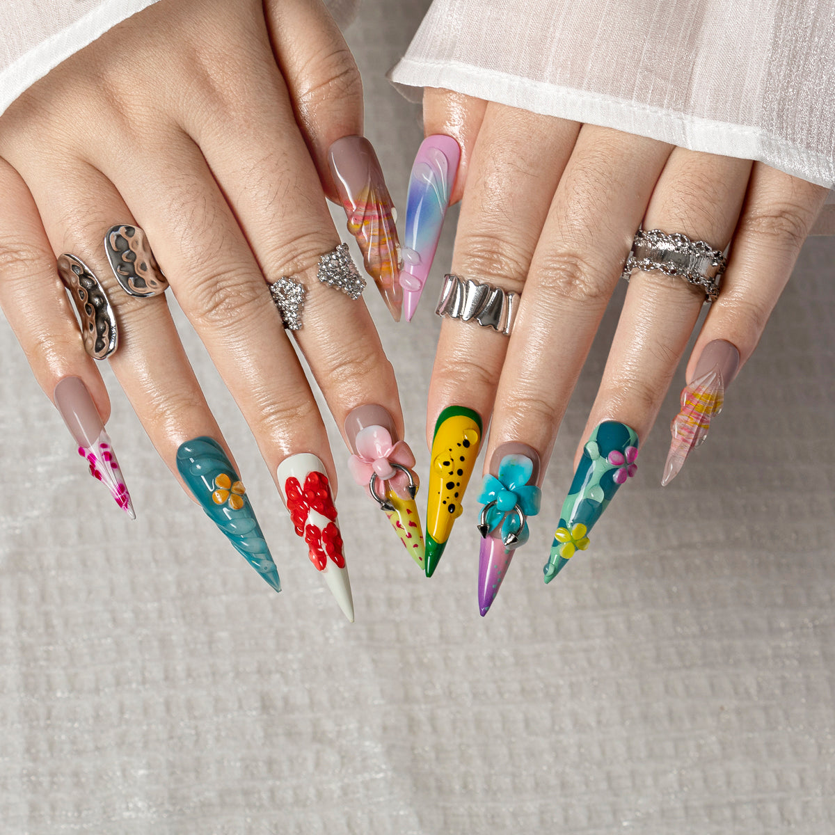 Candy Tropic STLO0017 press-on nails hand model scene view 2