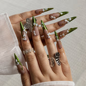 Emerald Calla STLO0019 press-on nails hand model scene view 1