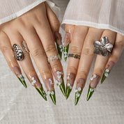 Emerald Calla STLO0019 press-on nails hand model scene view 2