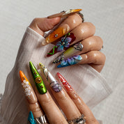 Prism Butterfly Garden STLO0025 press-on nails hand model scene view 1