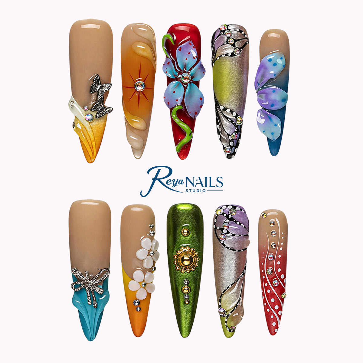 Prism Butterfly Garden STLO0025 stiletto long press-on nails product view