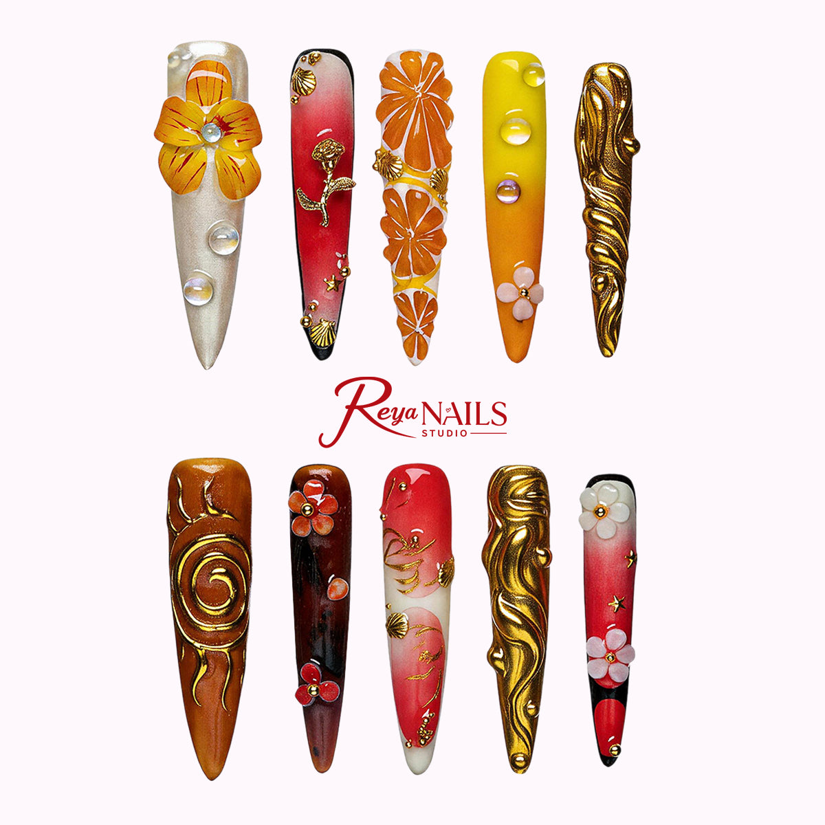 Solar Shell Bloom STLO0031 stiletto long press-on nails product view