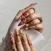 Blush Safari STLO0038 press-on nails hand model view 1