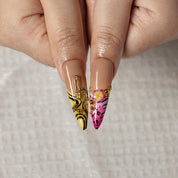 Blush Safari STLO0038 press-on nails hand model view 3