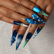 Azure Shell Bloom STLO0045 press-on nails hand model scene view 2