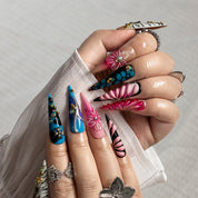 Cosmic Cross Bloom STLO0046 press-on nails hand model scene view 1