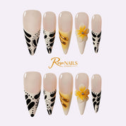 Daisy Zebra French STME0010 stiletto medium press-on nails product view