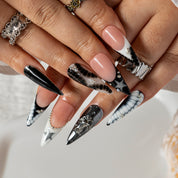 Noir Star Safari STME0013 press-on nails hand model scene view 3