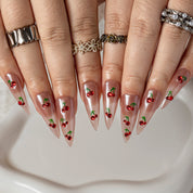 Tiny Cherry Vine STME0016 press-on nails hand model scene view 2