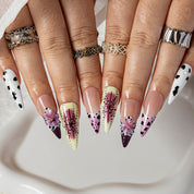 Leopard Orchid Fade STME0018 press-on nails hand model scene view 1