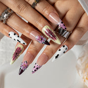Leopard Orchid Fade STME0018 press-on nails hand model scene view 2