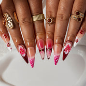 Fuchsia Cross Blossom STME0019 press-on nails hand model scene view 2