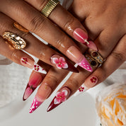 Fuchsia Cross Blossom STME0019 press-on nails hand model scene view 3