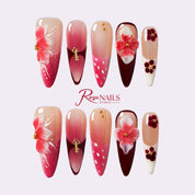 Fuchsia Cross Blossom STME0019 stiletto medium press-on nails product view