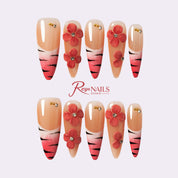 Rosy Zebra Bloom STME0021 stiletto medium press-on nails product view