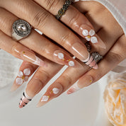 Blush Petal French STME0024 press-on nails hand model scene view 2