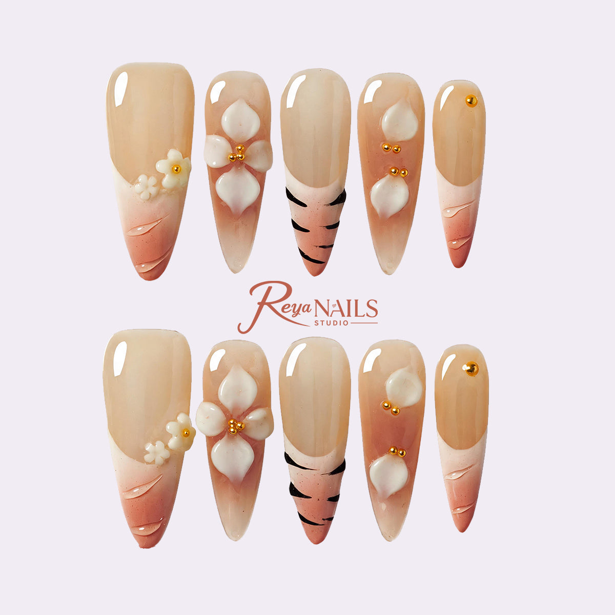 Blush Petal French STME0024 stiletto medium press-on nails product view