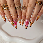 Safari Hibiscus Bloom STME0025 press-on nails hand model scene view 2