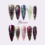 Neon Chrome Galaxy STME0032 stiletto medium press-on nails product view