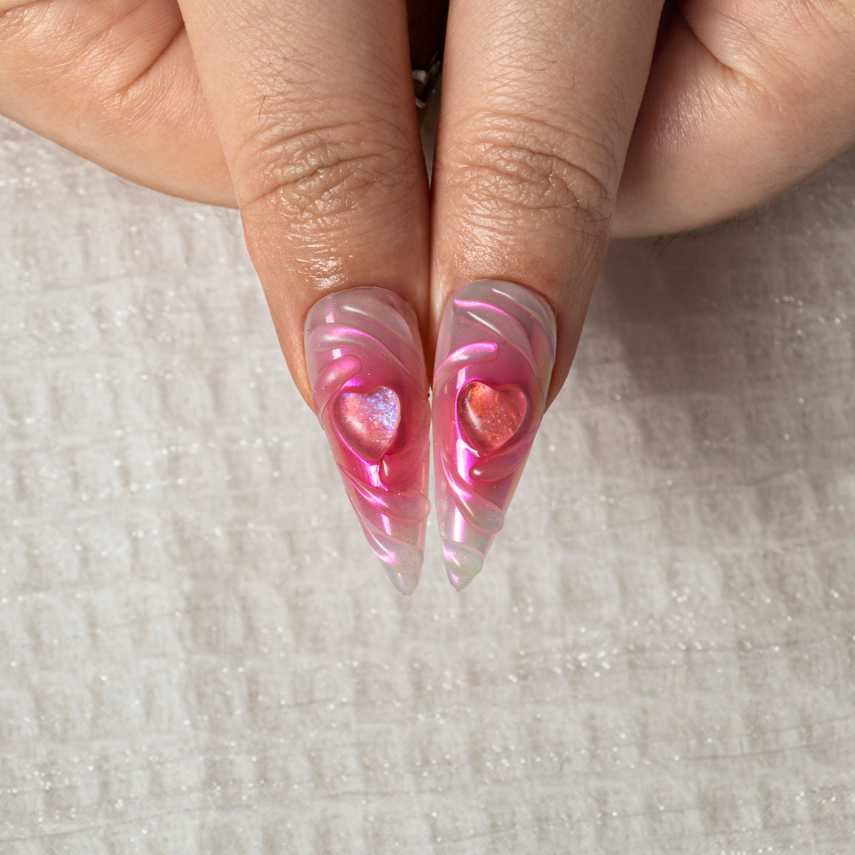 Cotton Candy Swirl STME0033 press-on nails hand model scene view 3