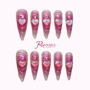 Cotton Candy Swirl STME0033 stiletto medium press-on nails product view
