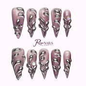 Plum Chrome Coil STME0048 stiletto medium press-on nails product view