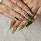 Botanical Mist STME0053 press-on nails hand model scene view 2